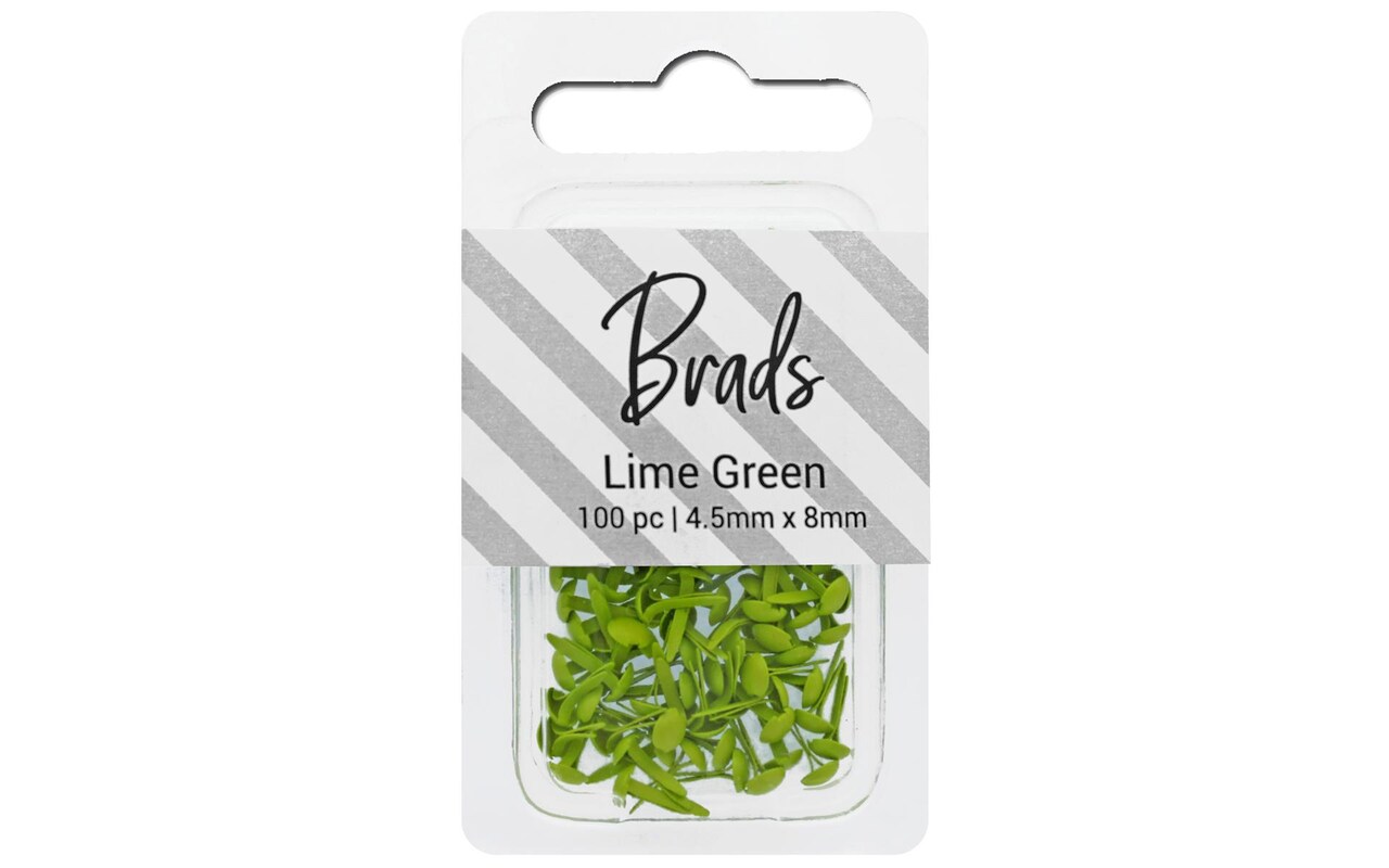 Accent Design Paper Accents Brads 4.5mm x 8mm 100pc Solid Lime Green, Brads  for Paper Crafts, Brads Paper Fasteners, Metal Brads, Wire Brads, Small  Brads, Lime Green Brads